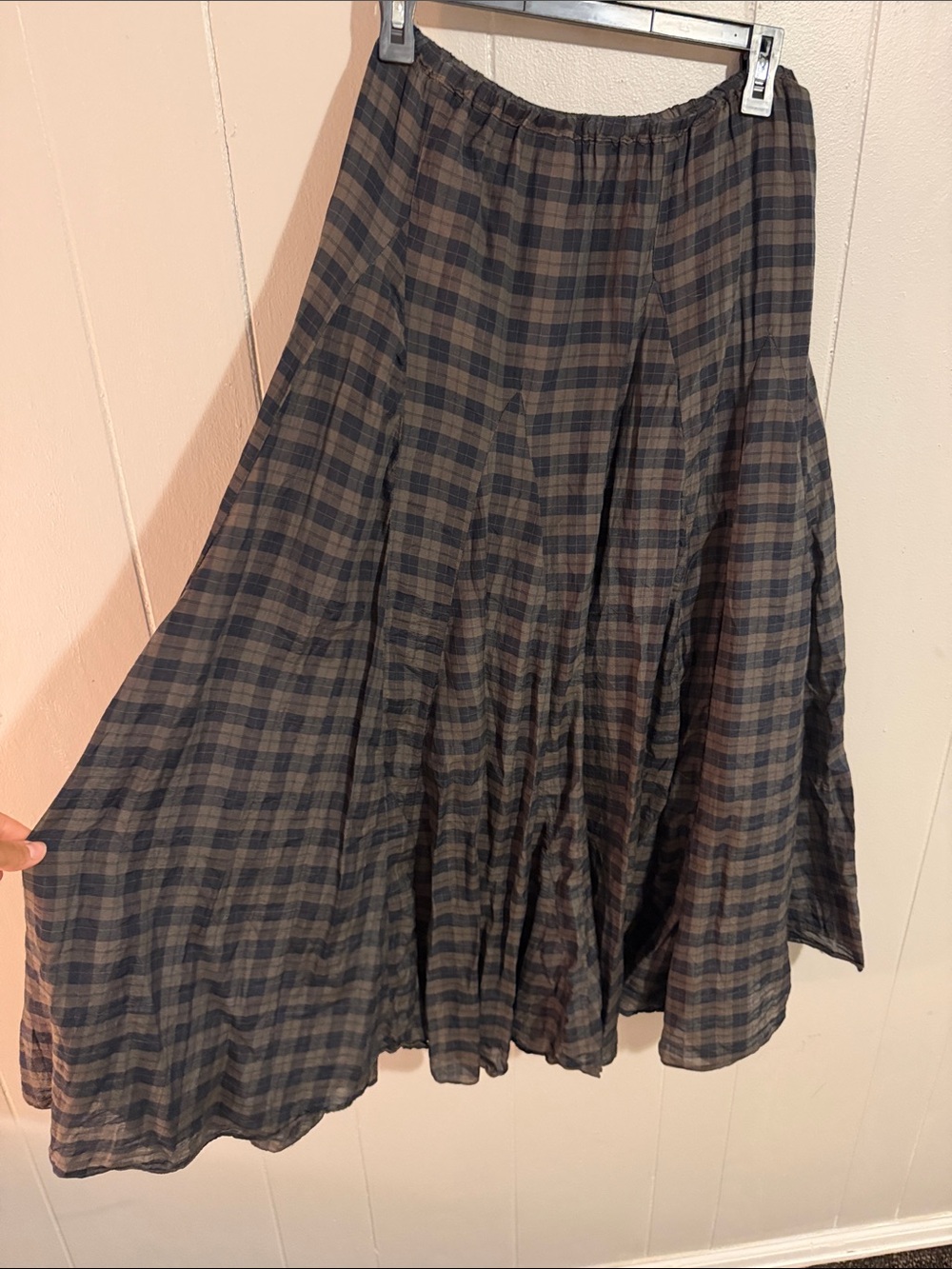 CP Shades Plaid Tiered Full Midi Skirt Small Made in USA